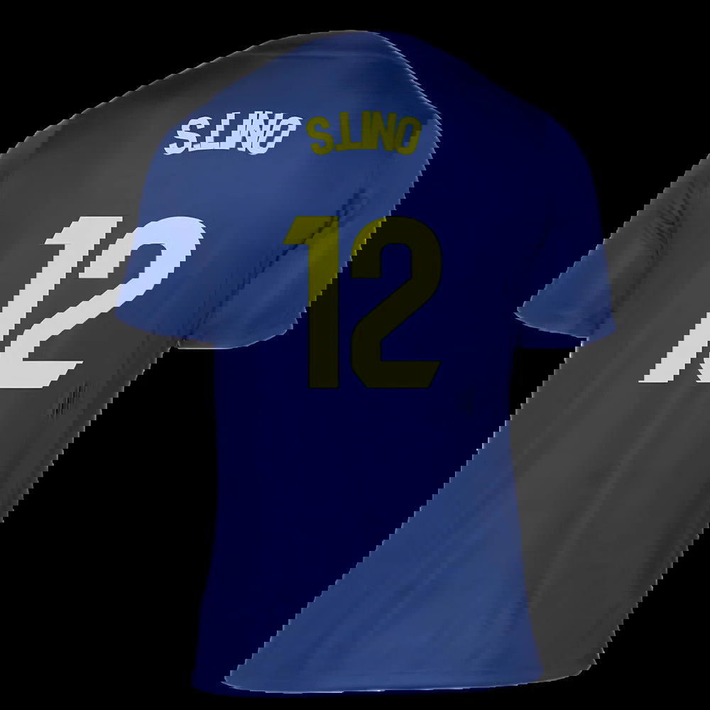 2025-2026 Atletico Madrid Pre-Match Shirt (Blue-Yellow) (S.Lino 12)