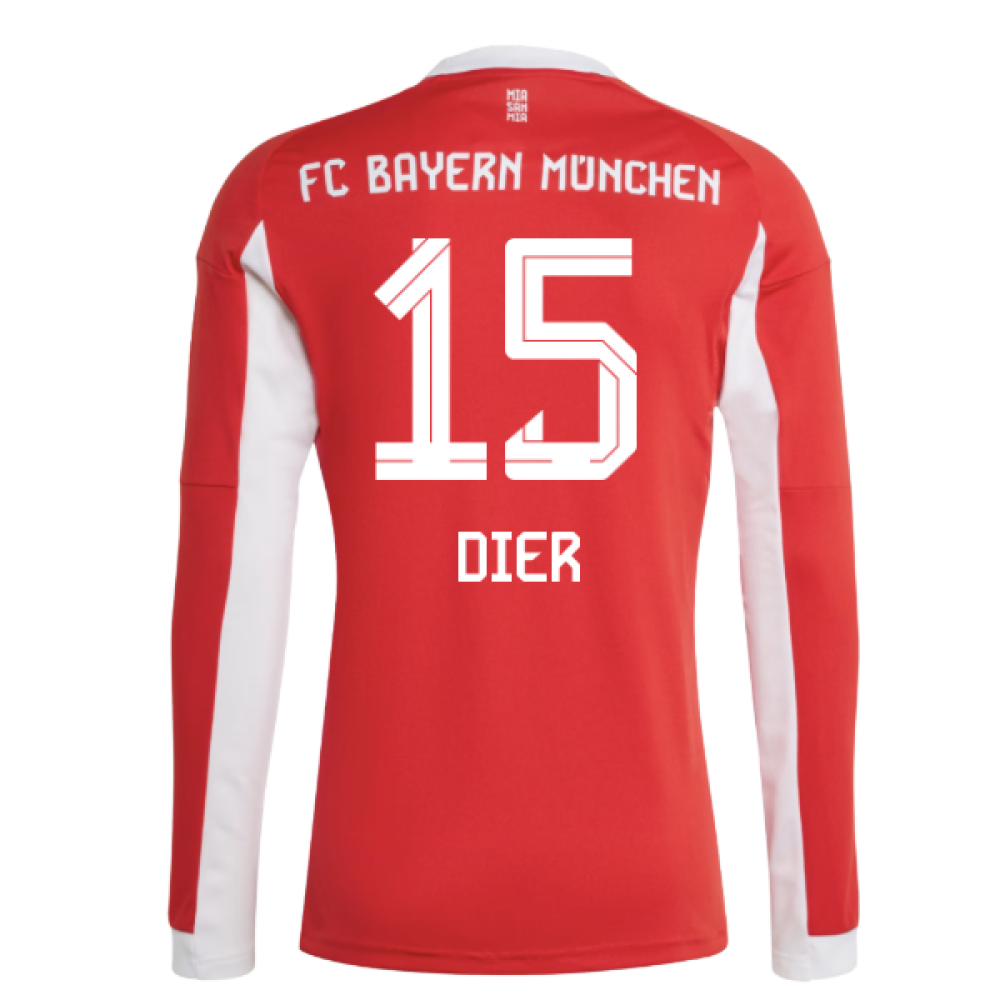 2025-2026 Bayern Munich Long Sleeve Home Shirt (Dier 15)