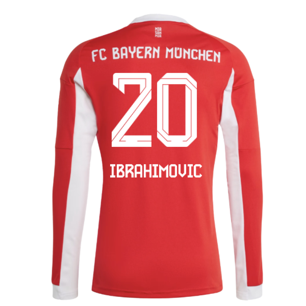 2025-2026 Bayern Munich Long Sleeve Home Shirt (Ibrahimovic 20)