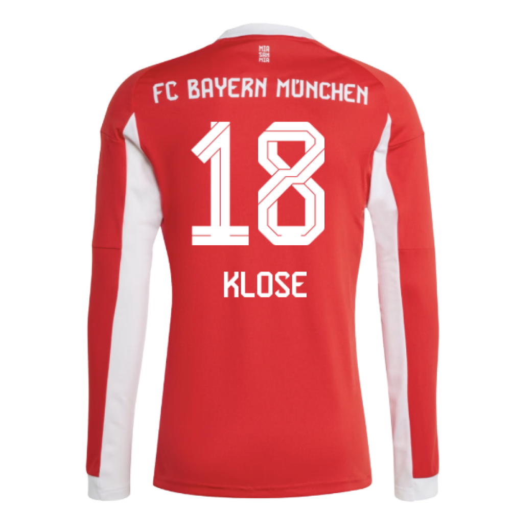 2025-2026 Bayern Munich Long Sleeve Home Shirt (Klose 18)