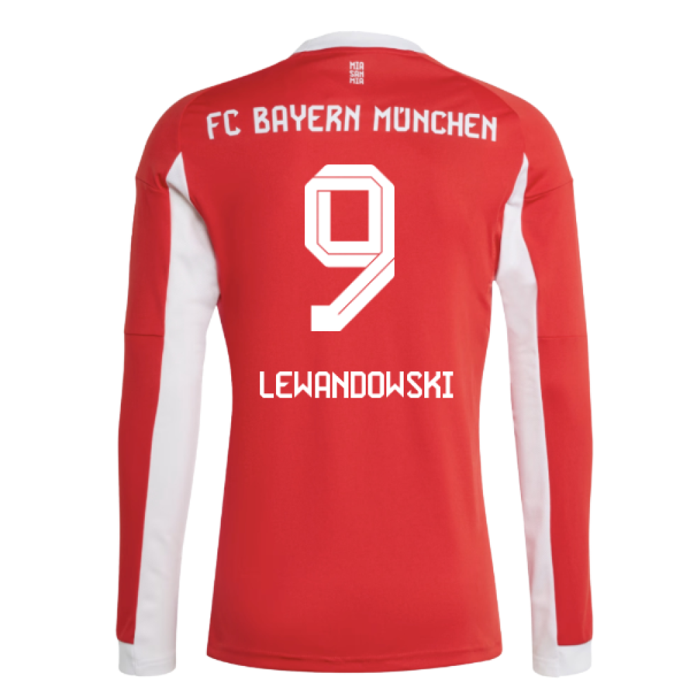 2025-2026 Bayern Munich Long Sleeve Home Shirt (Lewandowski 9)