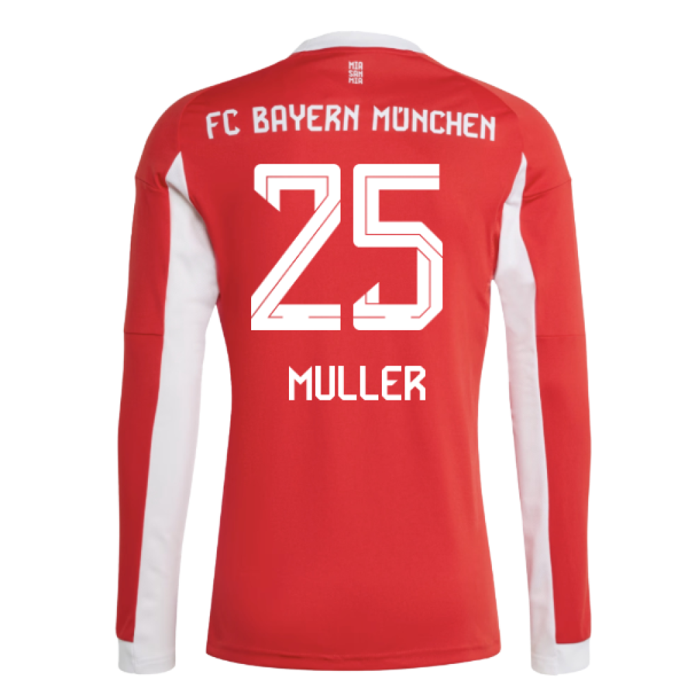 2025-2026 Bayern Munich Long Sleeve Home Shirt (Muller 25)