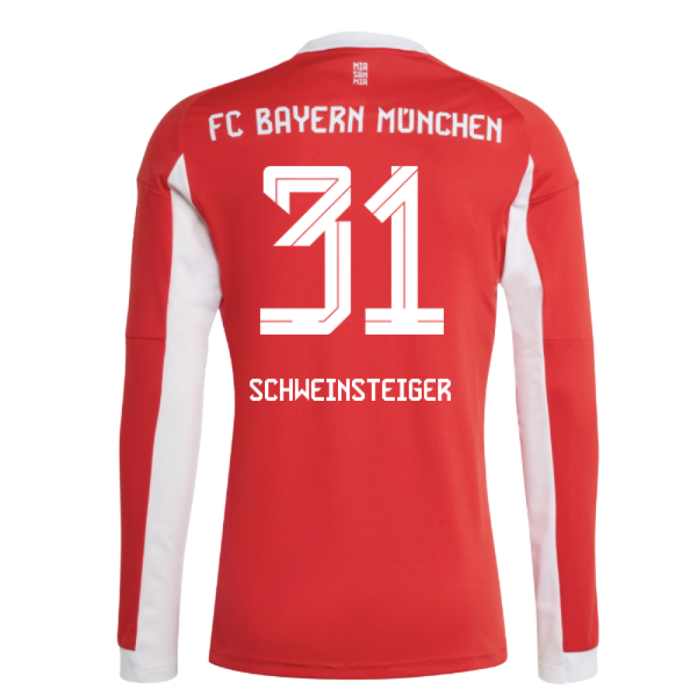 2025-2026 Bayern Munich Long Sleeve Home Shirt (Schweinsteiger 31)