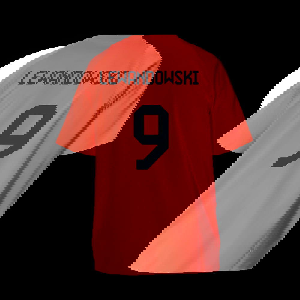 2025-2026 Bayern Munich Training Tee (Easy Coral) - Kids (Lewandowski 9)