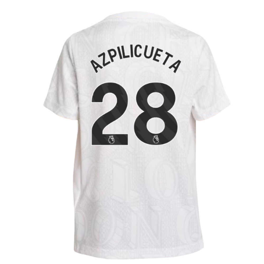 2025-2026 Chelsea Pre-Match Shirt (White) - Kids (Azpilicueta 28)