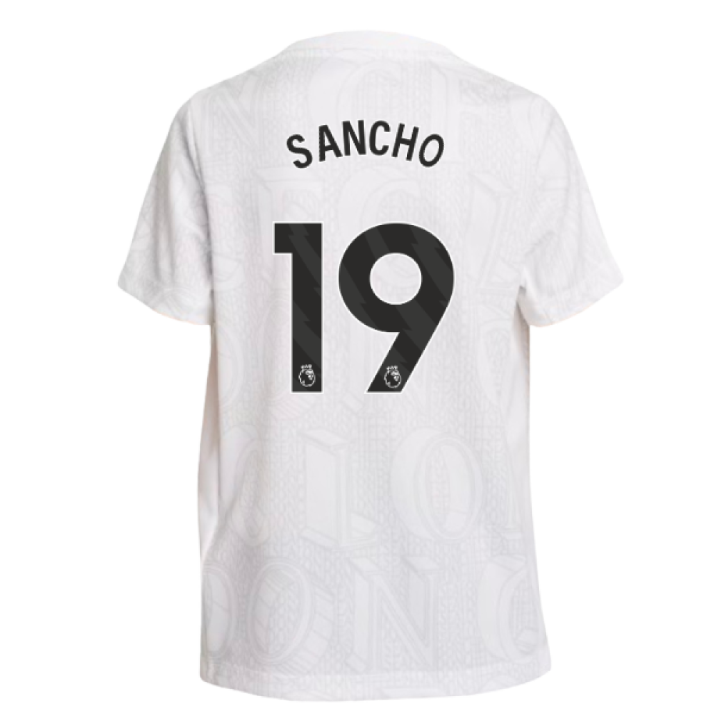 2025-2026 Chelsea Pre-Match Shirt (White) - Kids (Sancho 19)