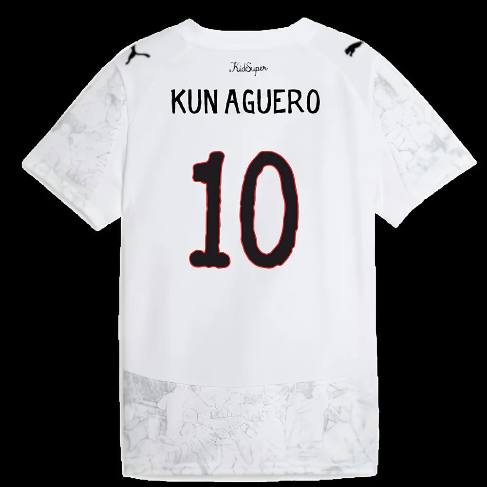 2025-2026 KIDSUPER x Manchester City CWC Away Shirt (White) - Kids (Kun Aguero 10)