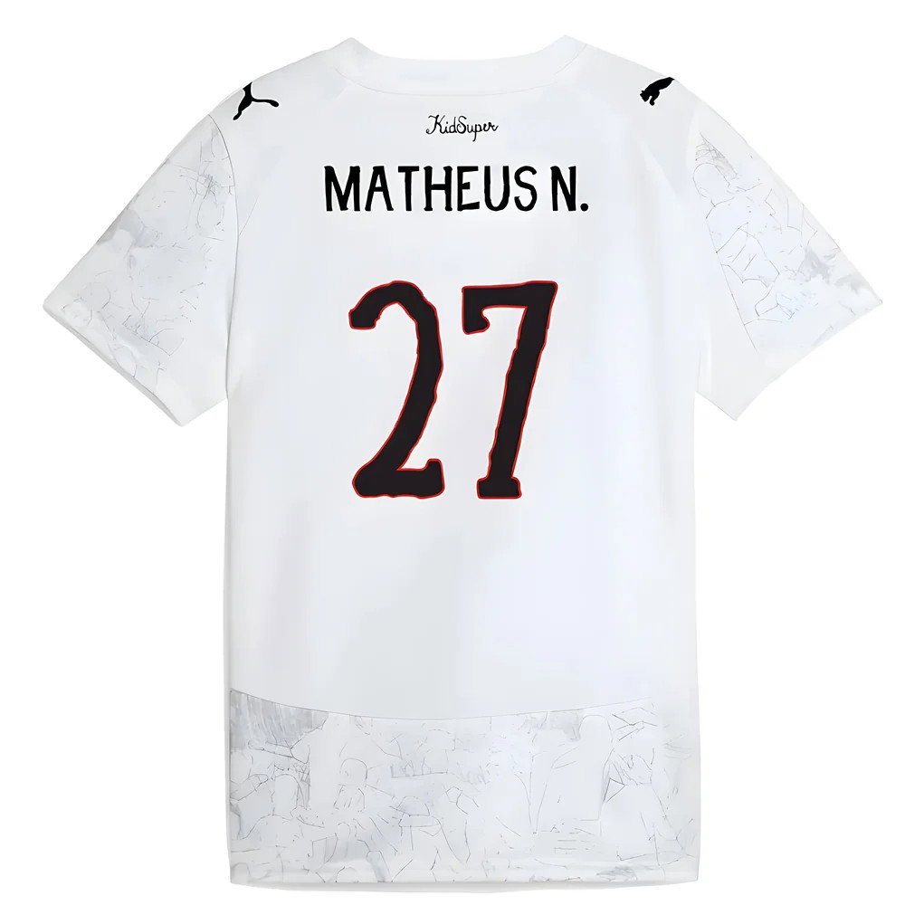 2025-2026 KIDSUPER x Manchester City CWC Away Shirt (White) - Kids (Matheus N. 27)