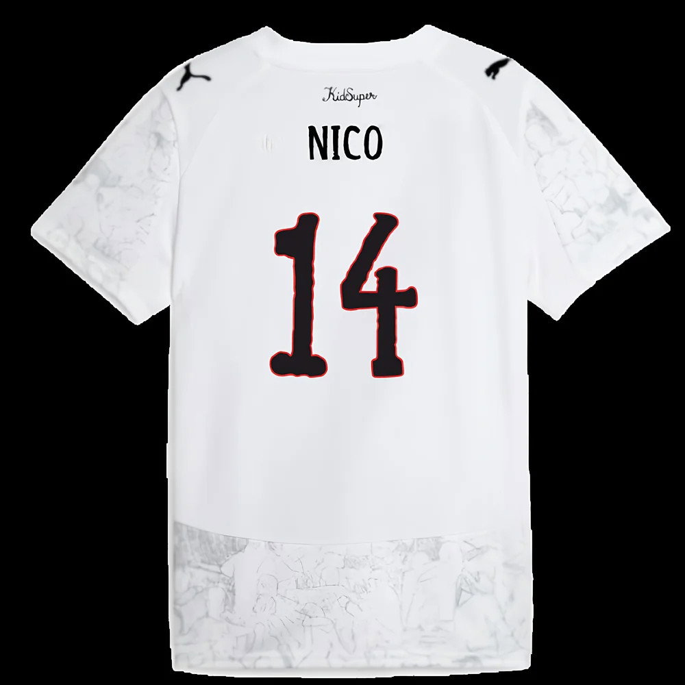 2025-2026 KIDSUPER x Manchester City CWC Away Shirt (White) - Kids (Nico 14)
