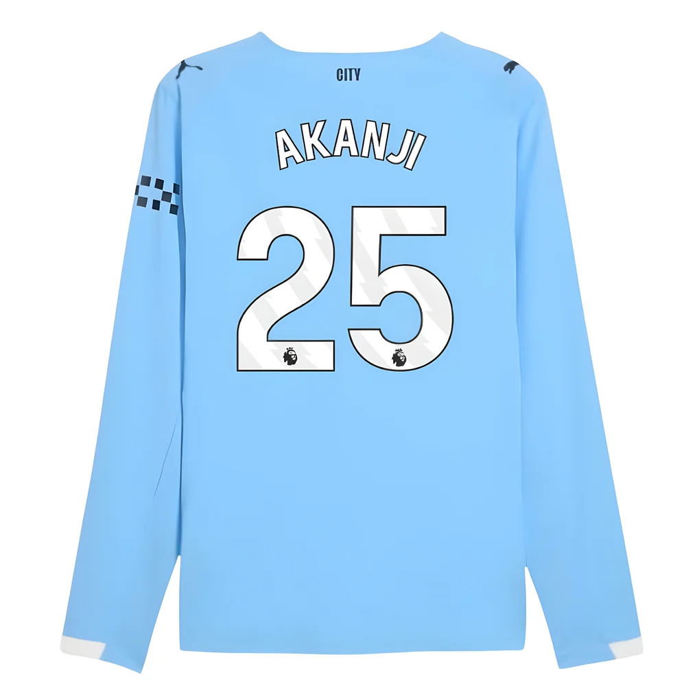 2025-2026 Man City Authentic Long Sleeve Home Shirt (Akanji 25)