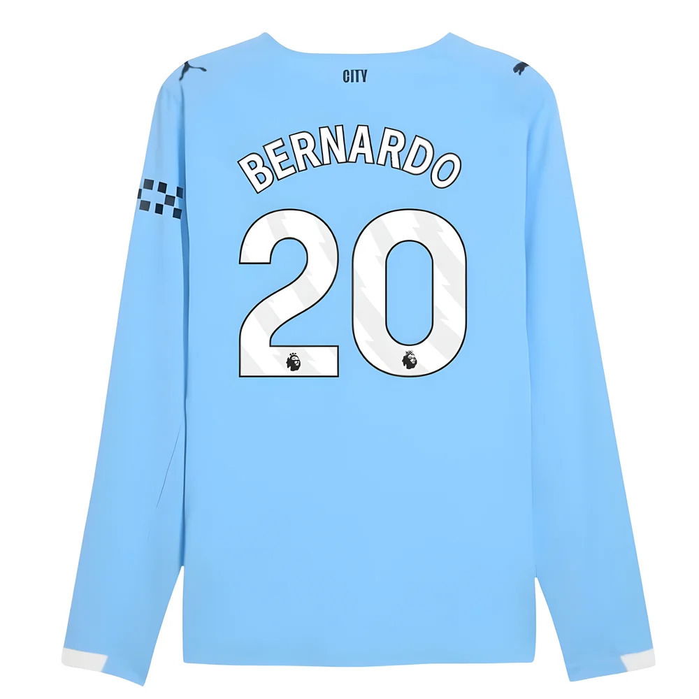 2025-2026 Man City Authentic Long Sleeve Home Shirt (Bernardo 20)