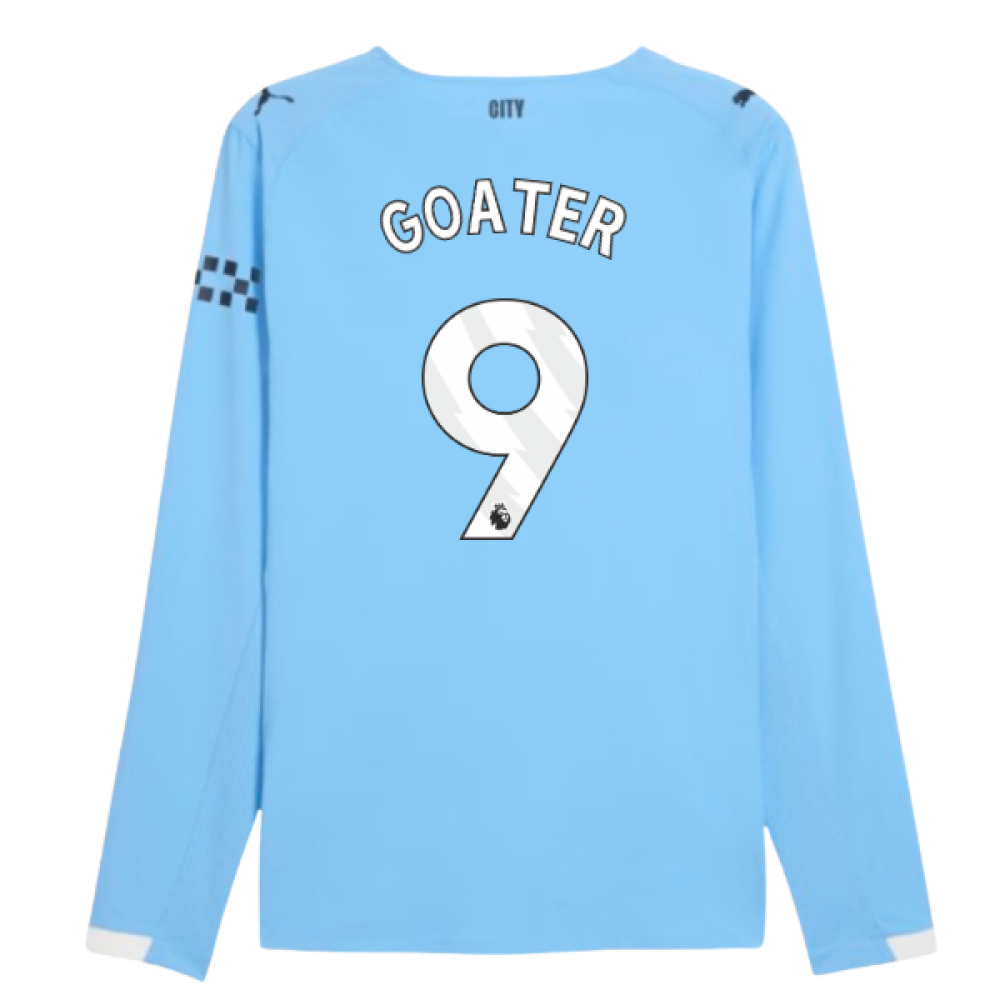 2025-2026 Man City Authentic Long Sleeve Home Shirt (Goater 9)