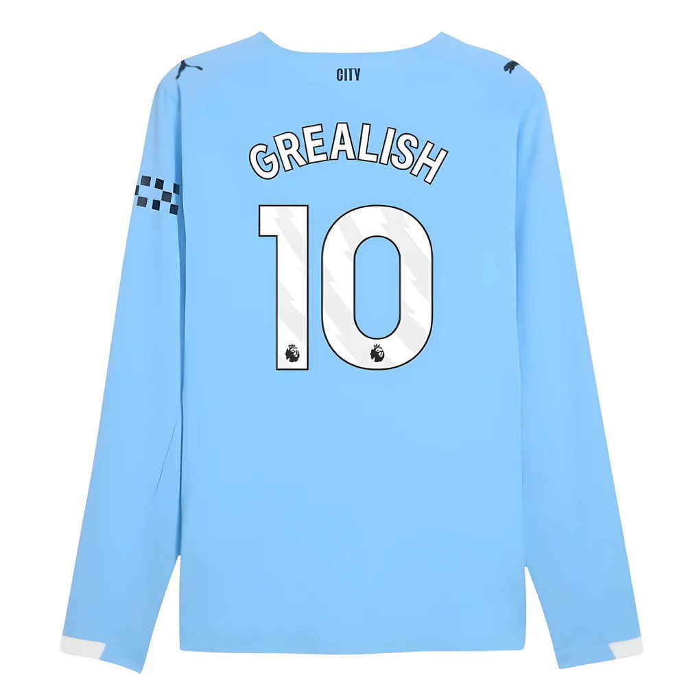 2025-2026 Man City Authentic Long Sleeve Home Shirt (Grealish 10)