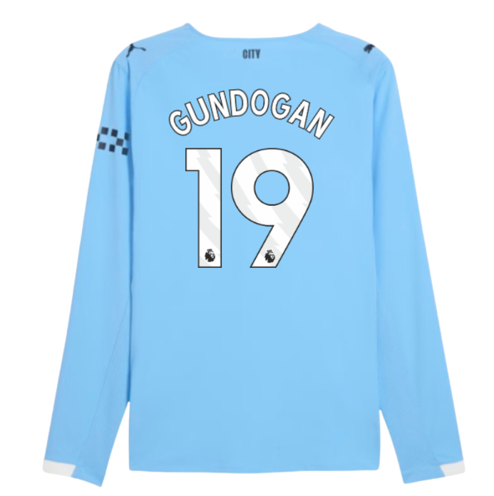 2025-2026 Man City Authentic Long Sleeve Home Shirt (Gundogan 19)