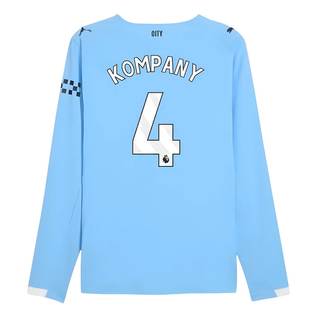 2025-2026 Man City Authentic Long Sleeve Home Shirt (Kompany 4)
