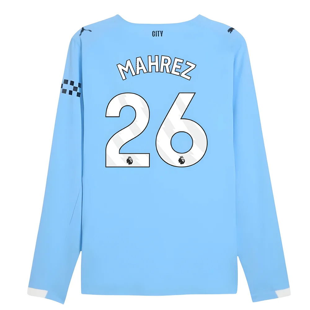 2025-2026 Man City Authentic Long Sleeve Home Shirt (Mahrez 26)