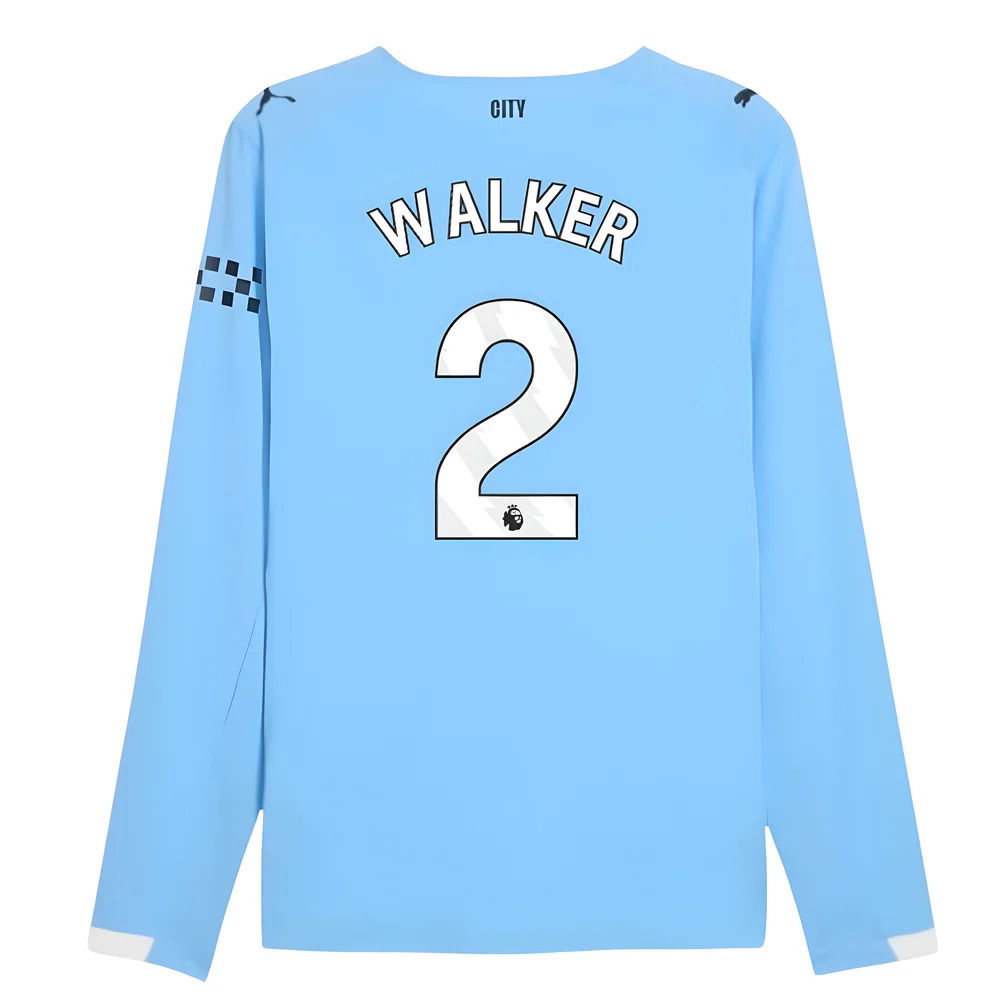 2025-2026 Man City Authentic Long Sleeve Home Shirt (Walker 2)