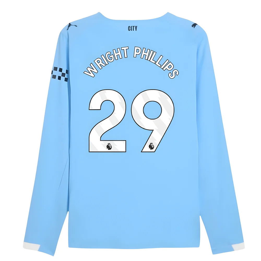 2025-2026 Man City Authentic Long Sleeve Home Shirt (Wright Phillips 29)
