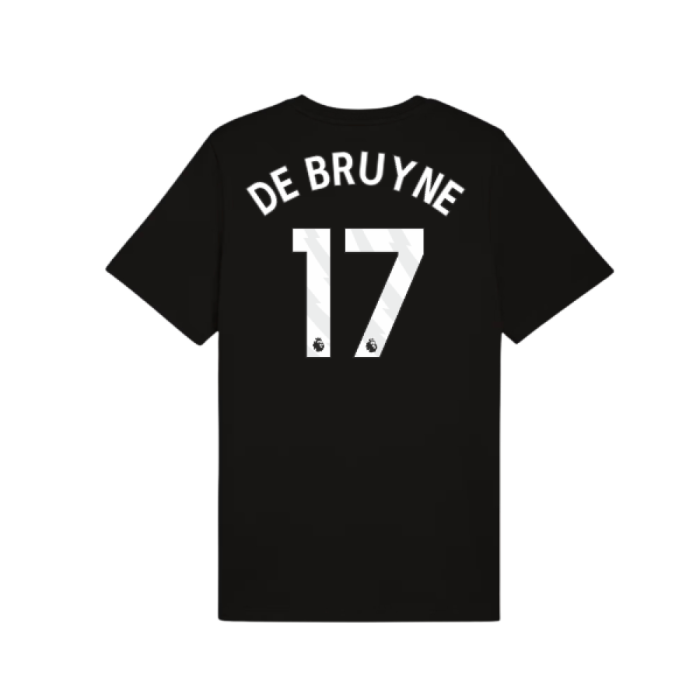 2025-2026 Man City FtblESS Tee (Black) (De Bruyne 17)