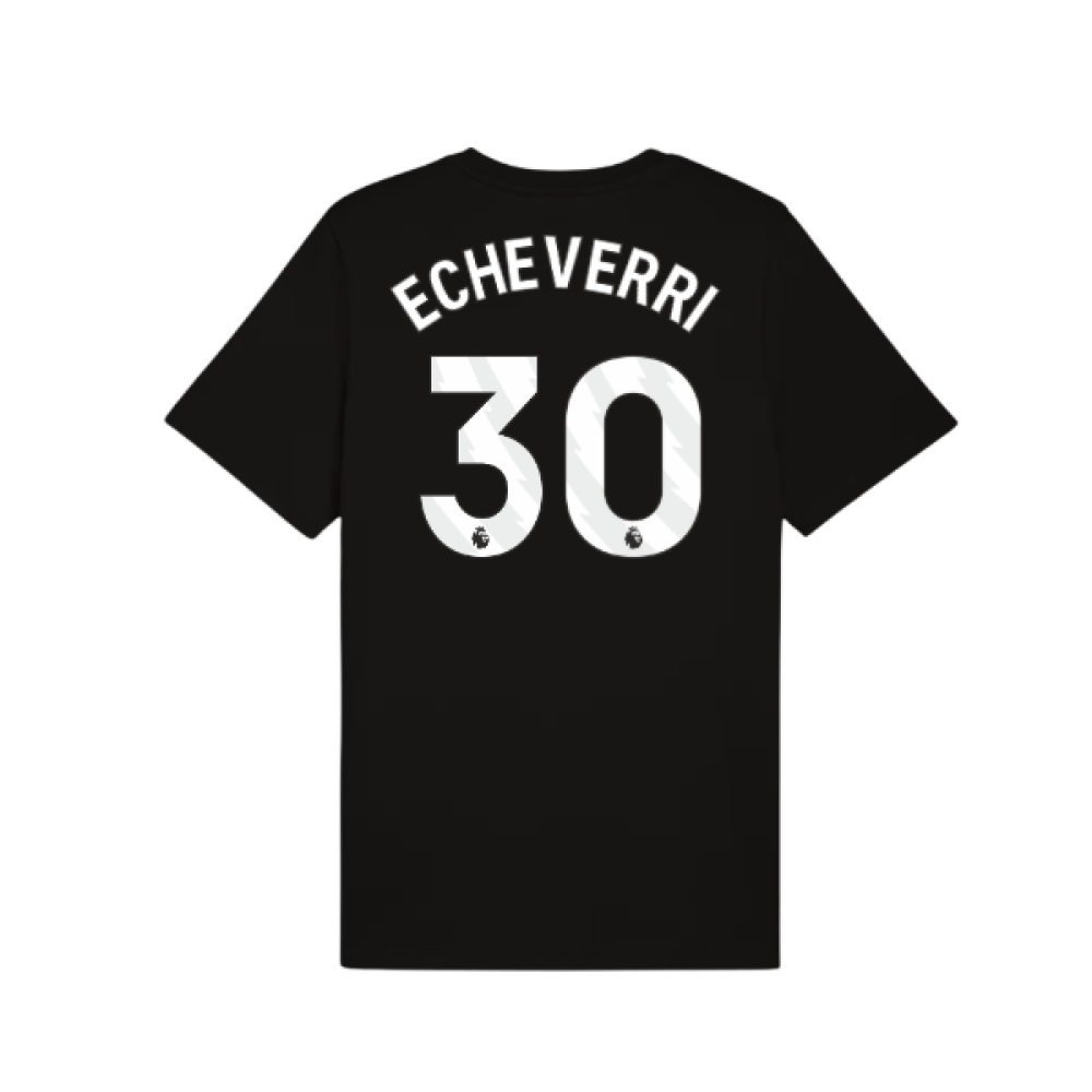 2025-2026 Man City FtblESS Tee (Black) (Echeverri 30)
