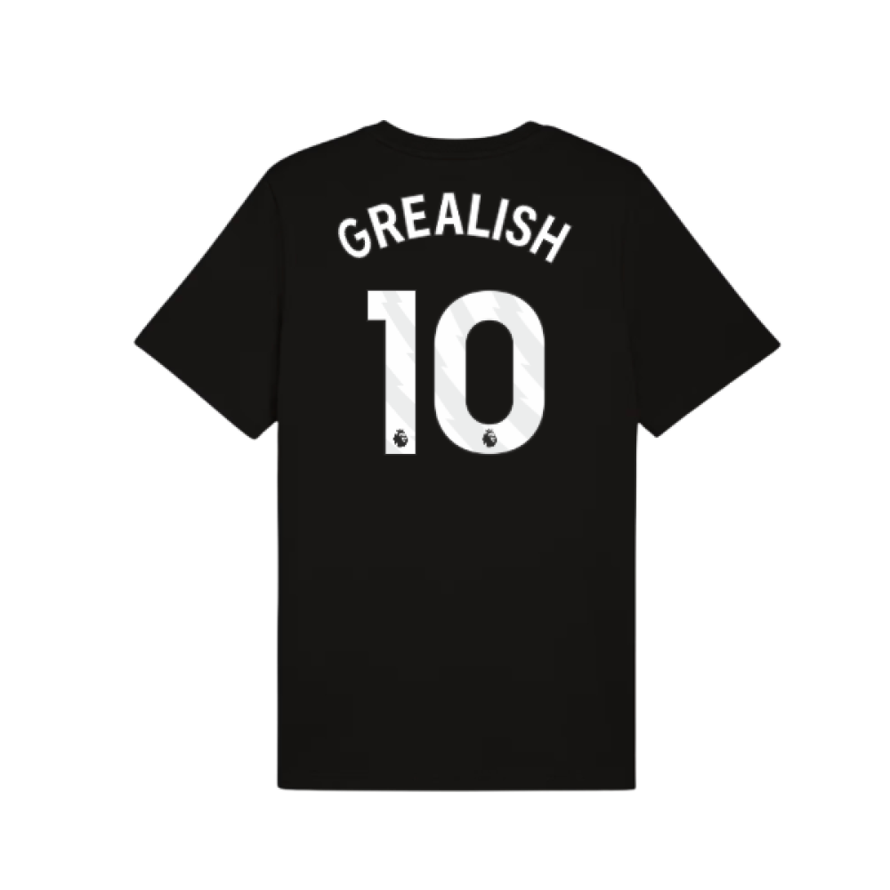 2025-2026 Man City FtblESS Tee (Black) (Grealish 10)