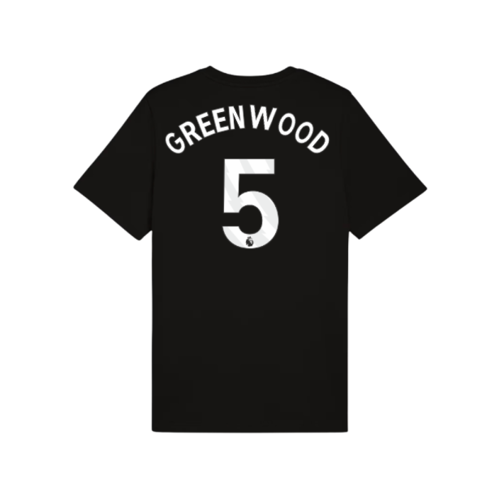 2025-2026 Man City FtblESS Tee (Black) (Greenwood 5)