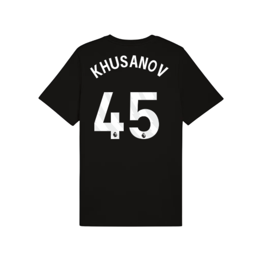 2025-2026 Man City FtblESS Tee (Black) (Khusanov 45)