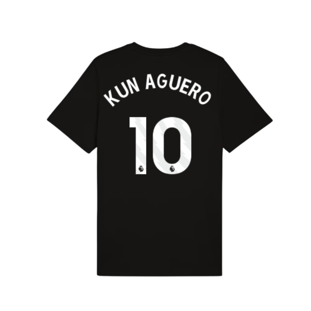 2025-2026 Man City FtblESS Tee (Black) (Kun Aguero 10)