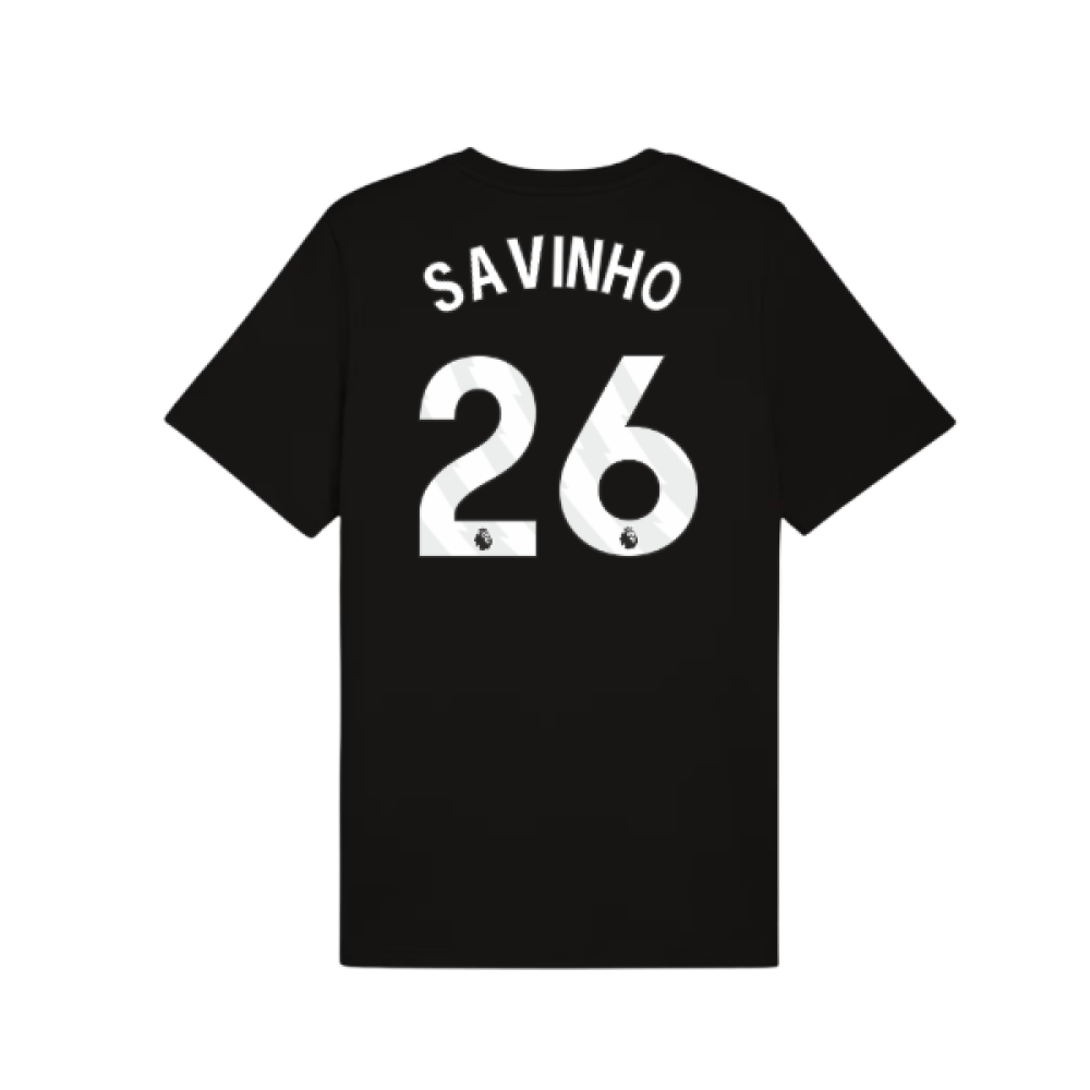 2025-2026 Man City FtblESS Tee (Black) (Savinho 26)