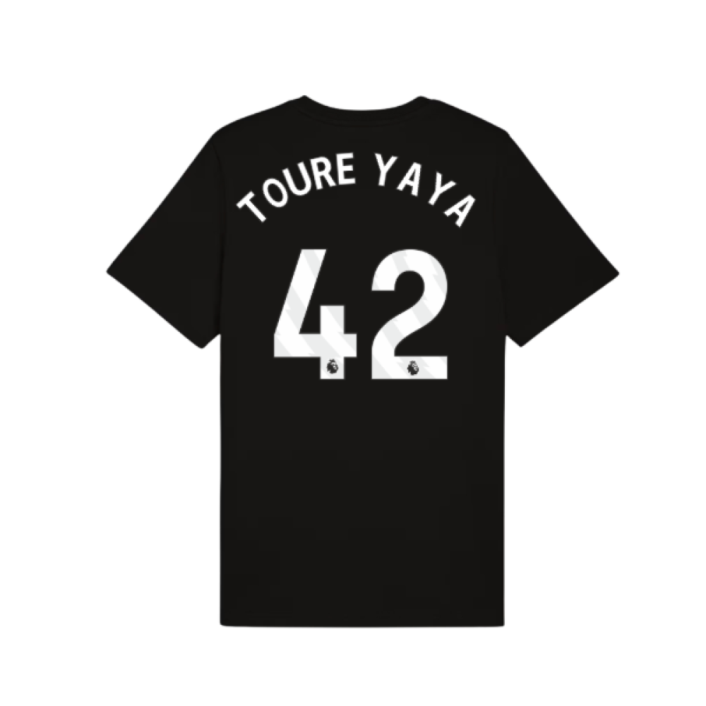 2025-2026 Man City FtblESS Tee (Black) (Toure Yaya 42)