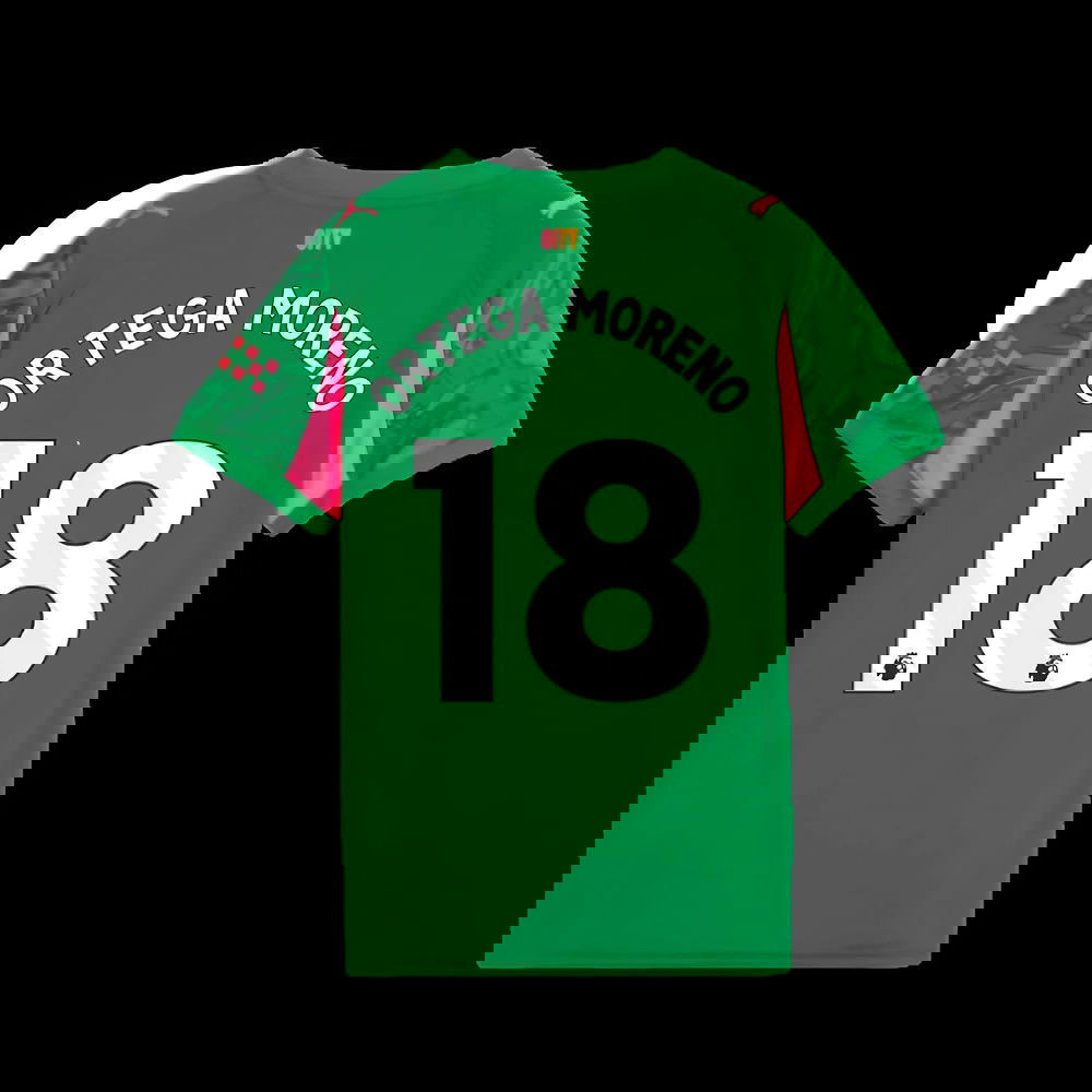 2025-2026 Man City Goalkeeper Away Shirt (Green) - Kids (Ortega Moreno 18)