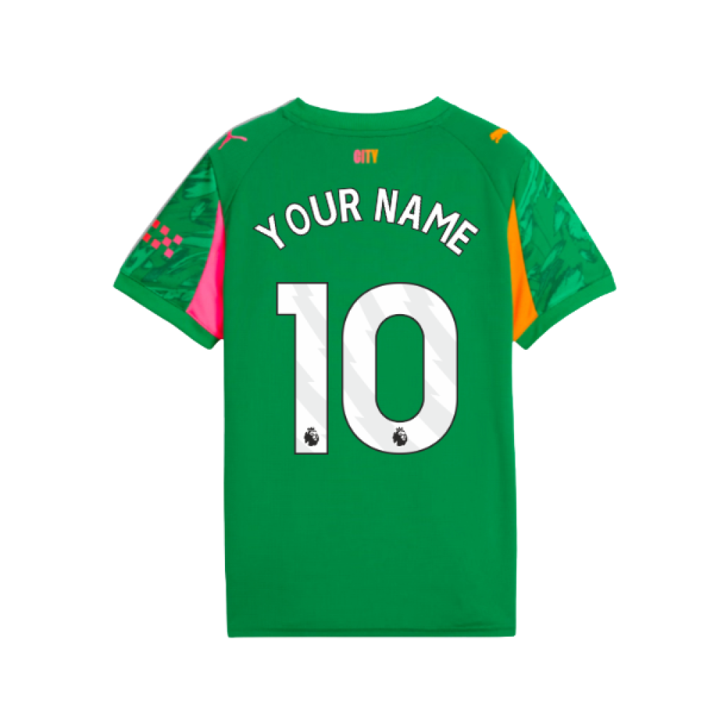 2025-2026 Man City Goalkeeper Away Shirt (Green) - Kids (Your Name)