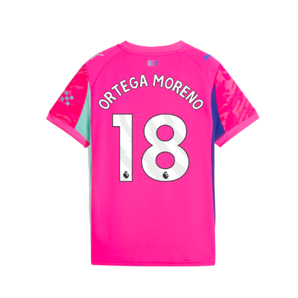 2025-2026 Man City Goalkeeper Home Shirt (Pink) - Kids (Ortega Moreno 18)