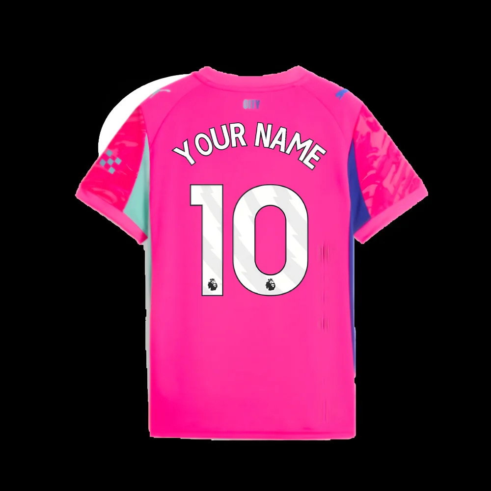 2025-2026 Man City Goalkeeper Home Shirt (Pink) - Kids (Your Name)