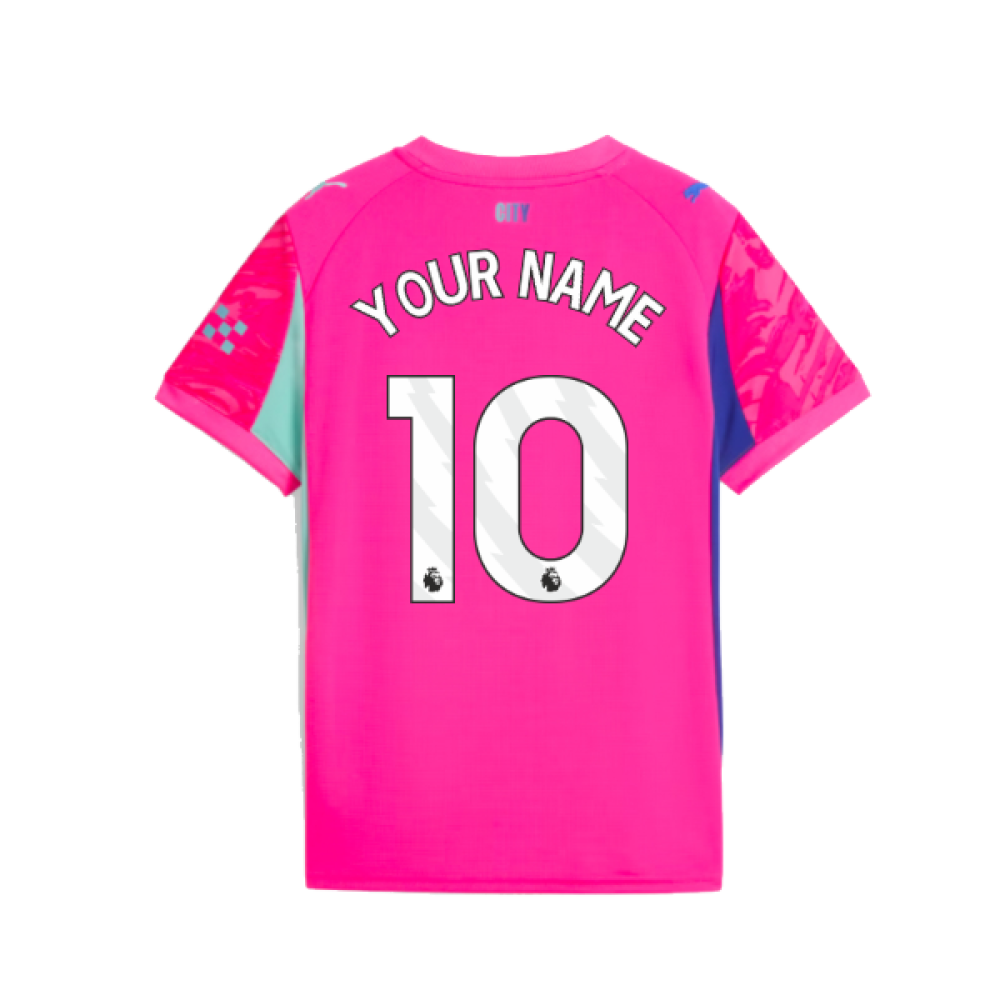 2025-2026 Man City Goalkeeper Home Shirt (Pink) - Kids (Your Name)