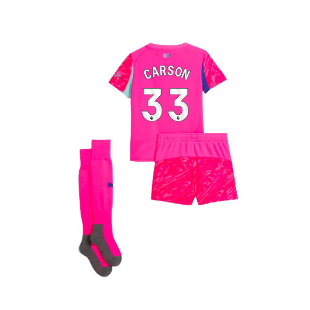 2025-2026 Man City Home Goalkeeper Mini Kit (Pink) (Carson 33)