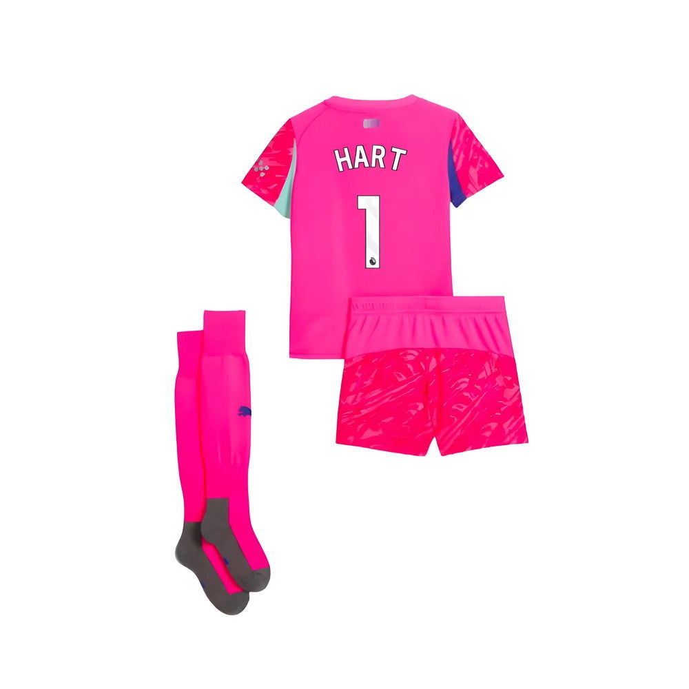 2025-2026 Man City Home Goalkeeper Mini Kit (Pink) (Hart 1)
