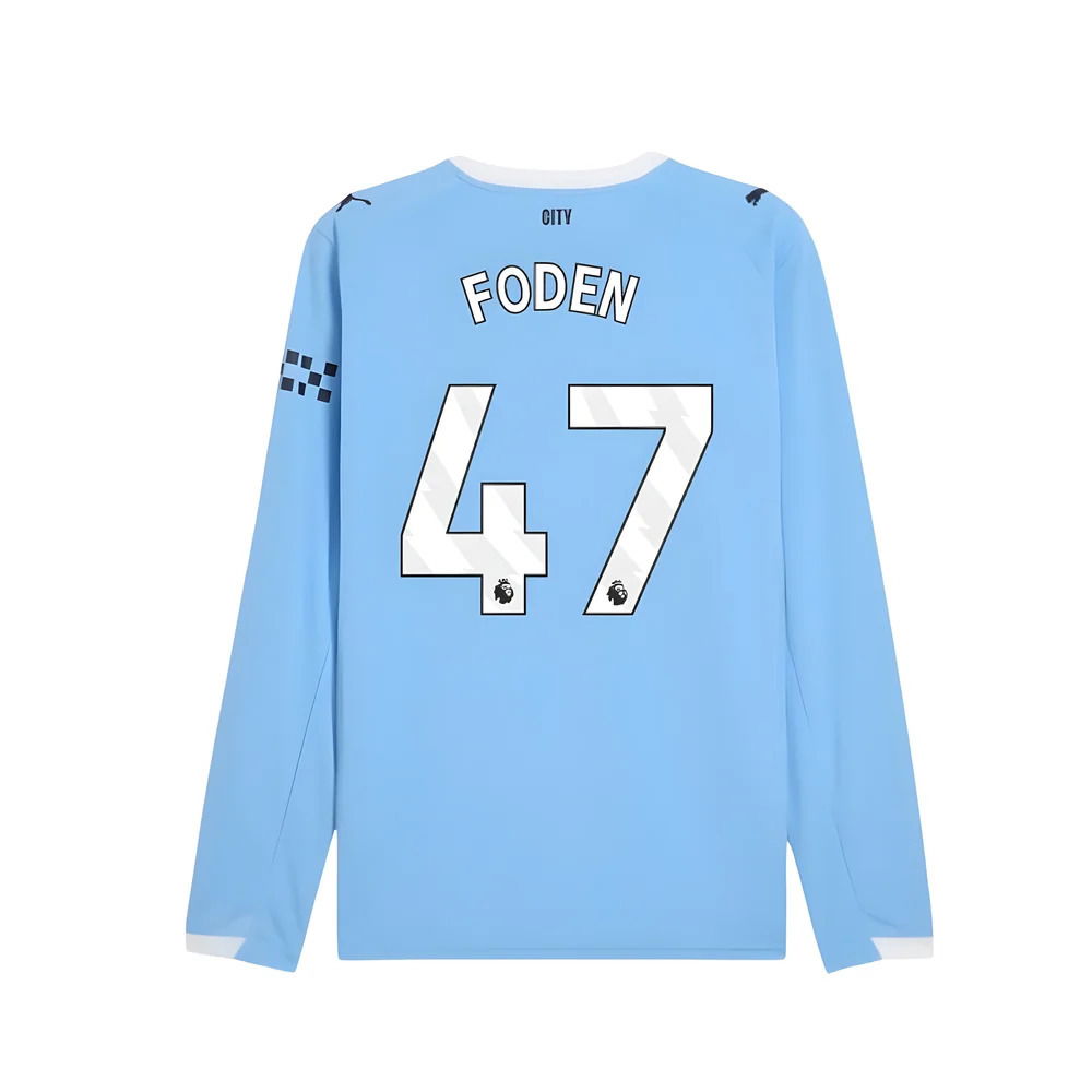 2025-2026 Man City Long Sleeve Home Shirt (Foden 47)