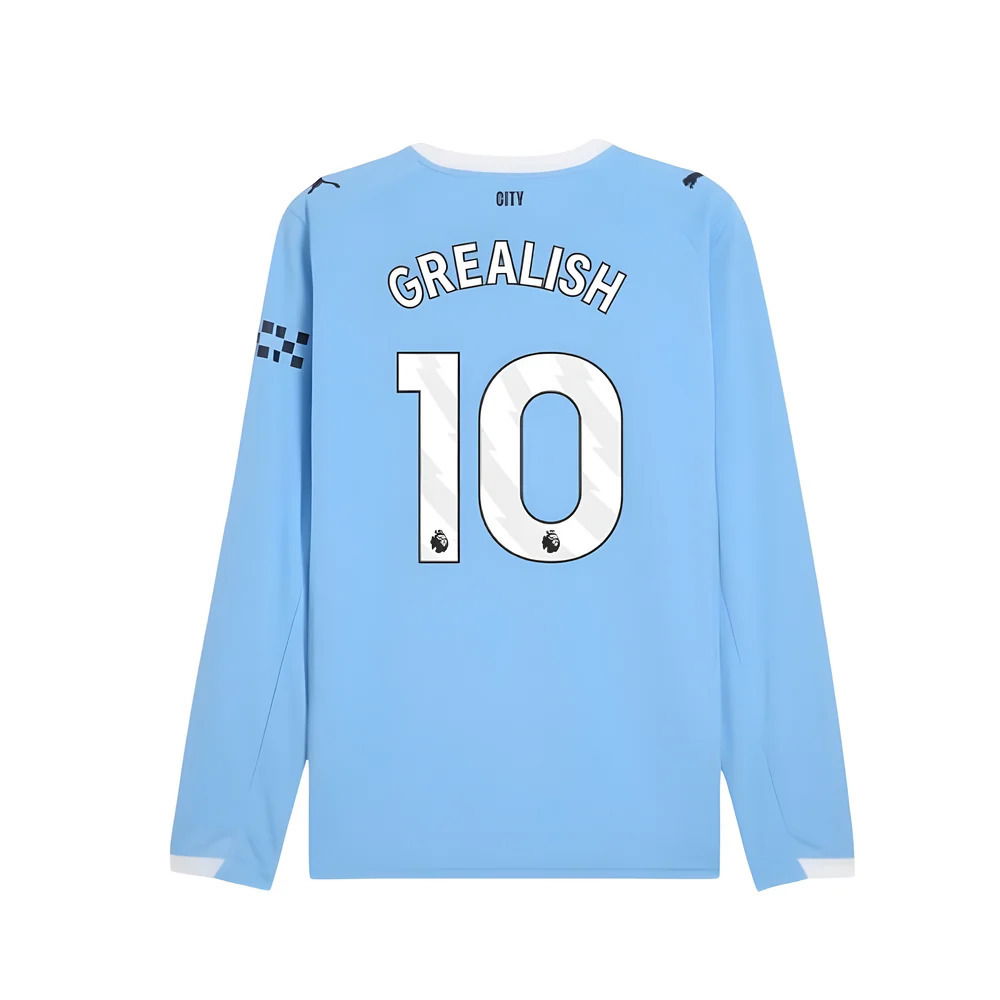 2025-2026 Man City Long Sleeve Home Shirt (Grealish 10)