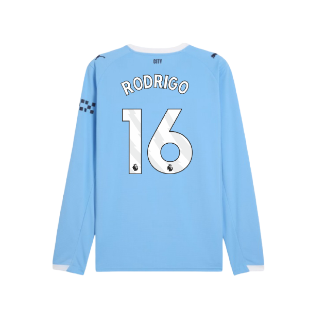 2025-2026 Man City Long Sleeve Home Shirt (Rodrigo 16)