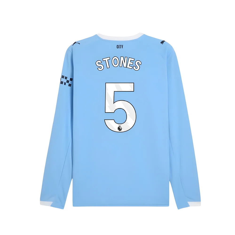 2025-2026 Man City Long Sleeve Home Shirt (Stones 5)