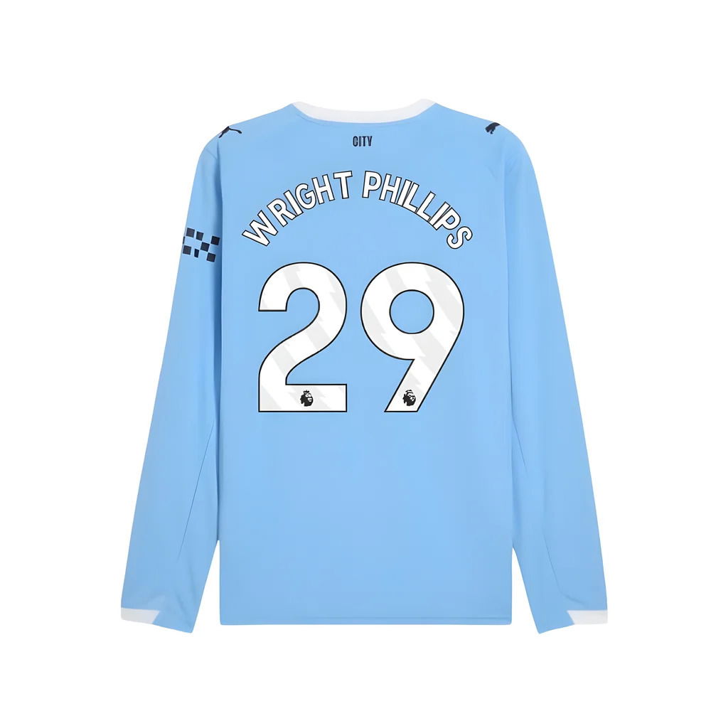 2025-2026 Man City Long Sleeve Home Shirt (Wright Phillips 29)