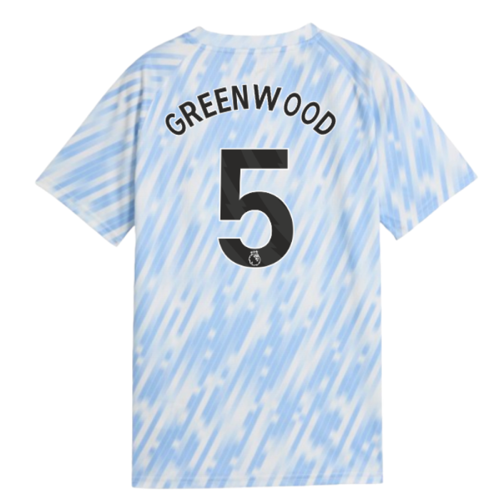 2025-2026 Man City Warm Up Jersey (Silver Sky) - Kids (Greenwood 5)