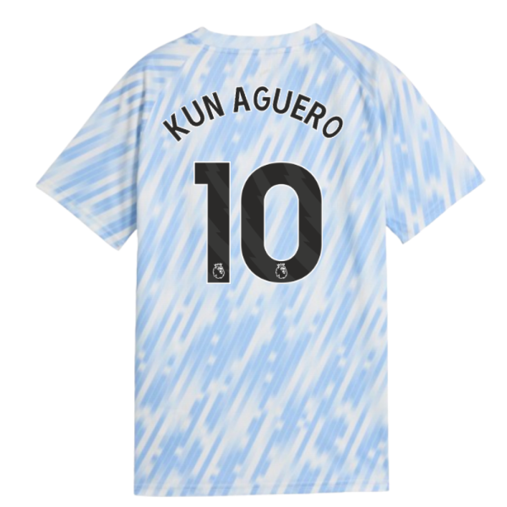 2025-2026 Man City Warm Up Jersey (Silver Sky) - Kids (Kun Aguero 10)
