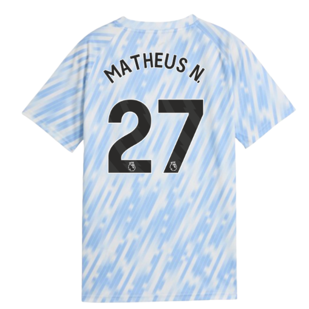 2025-2026 Man City Warm Up Jersey (Silver Sky) - Kids (Matheus N. 27)
