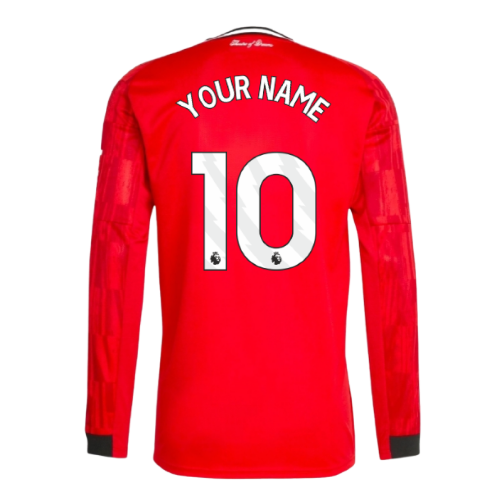 2025-2026 Man Utd Long Sleeve Home Shirt (Your Name)