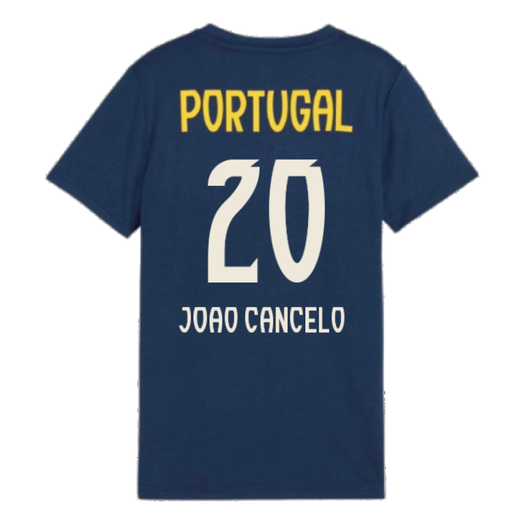 2025-2026 Portugal Casuals Tee (Persian Blue) - Kids (Joao Cancelo 20)