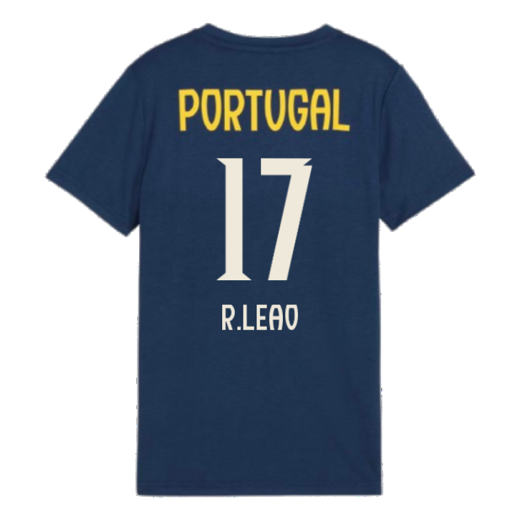2025-2026 Portugal Casuals Tee (Persian Blue) - Kids (R.Leao 17)
