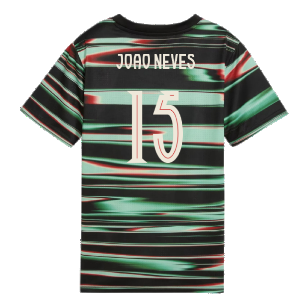 2025-2026 Portugal Prematch SS Jersey (Black) - Kids (Joao Neves 15)