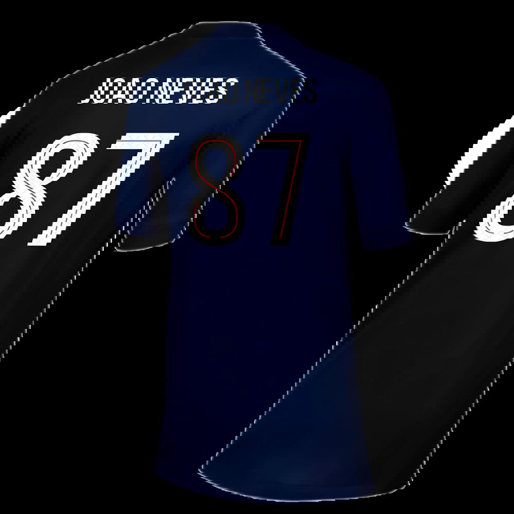 2025-2026 PSG Paris Saint Germain Home Shirt (Kids) (Joao Neves 87)